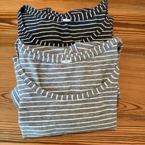 Lululemon LOT OF 2 Sz 8 (MED) Love‎ Crew III Modern Stripe Black/Grey White Soft